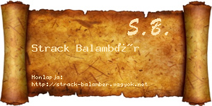 Strack Balambér névjegykártya